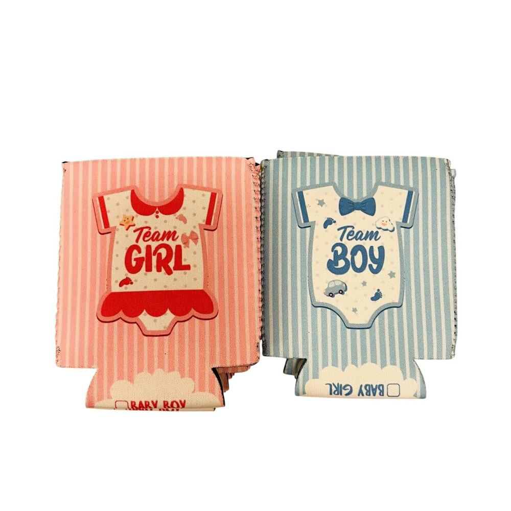 30 Team Girl Boy Gender Party Favor Can Sleeve Bottle Cooler Coozie Pink Blue
